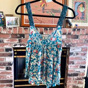 Free People Turquoise Flowy Top Size XS